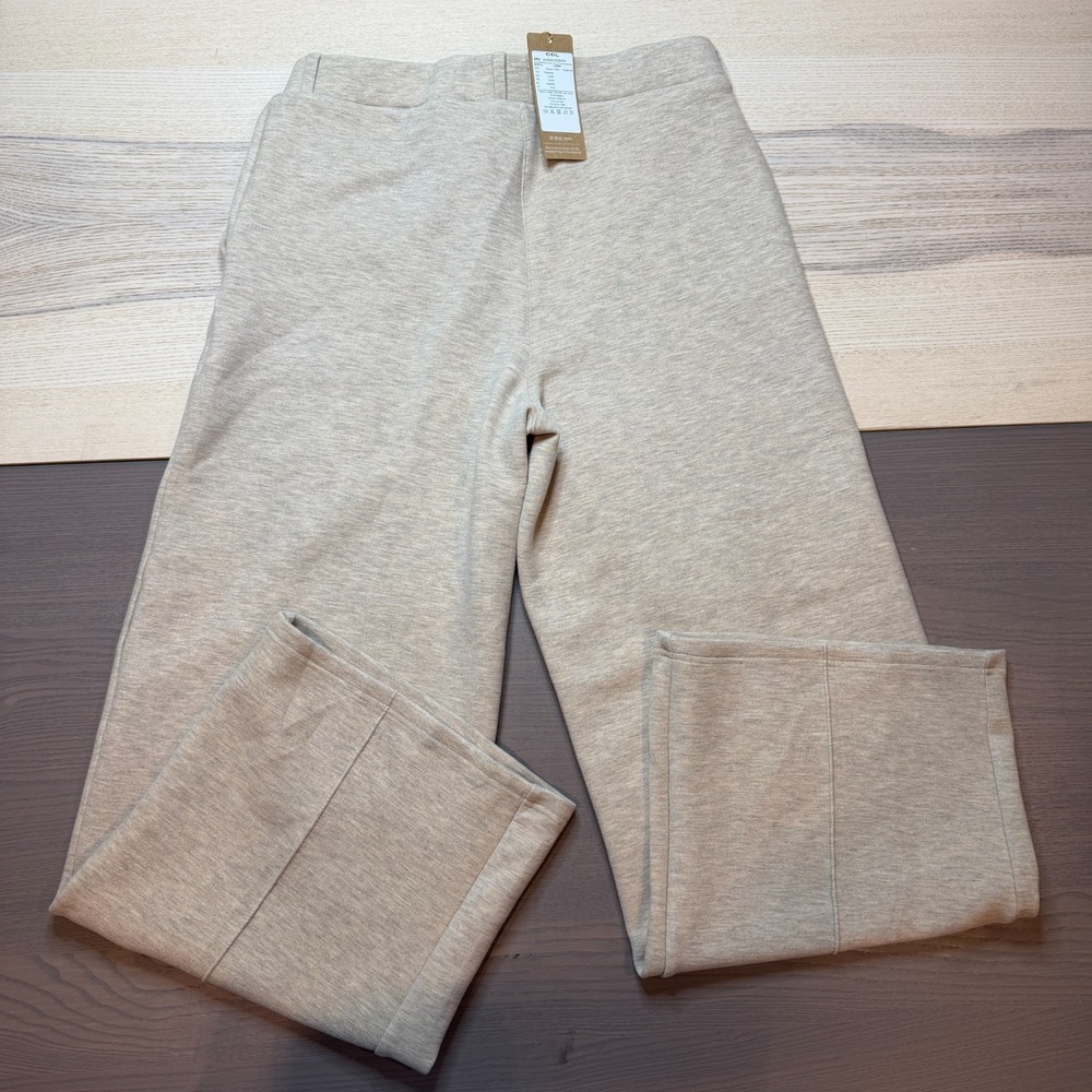 OGL Pants Women Large High-Waisted Straight Leg Pocket Elastic Waist Wool Fleece - Picture 2 of 7